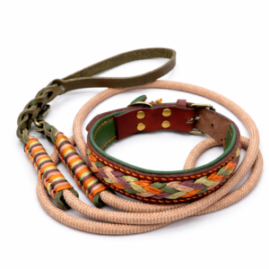 riem en halsband van leer en paracord op maat gemaakt